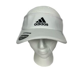 adidas Men’s  Aeroready Golf Visor Adjustable Fit Sticky Tab White/Black Letter